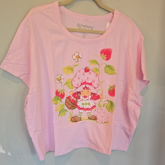 Strawberry Shortcake Pink Crop Boxy Fit Tee 3X - Picture 1 of 5